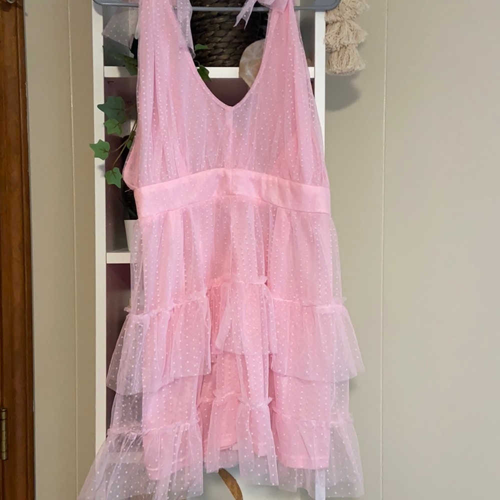 Shein pink sheer dress